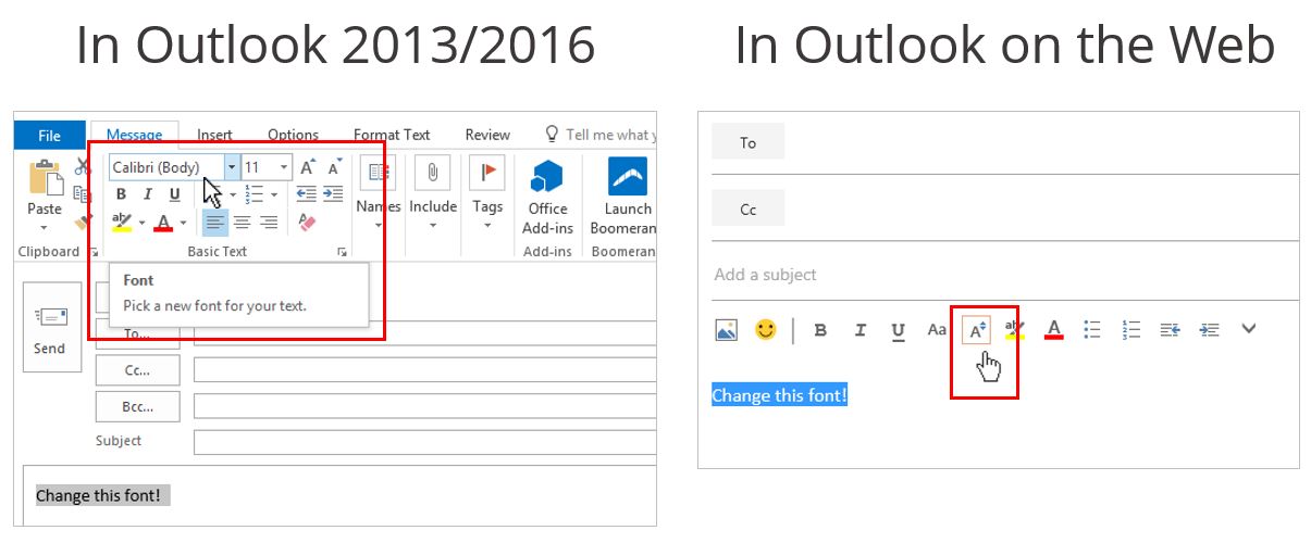 outlook 2016 mac permanently change default font for composing messages